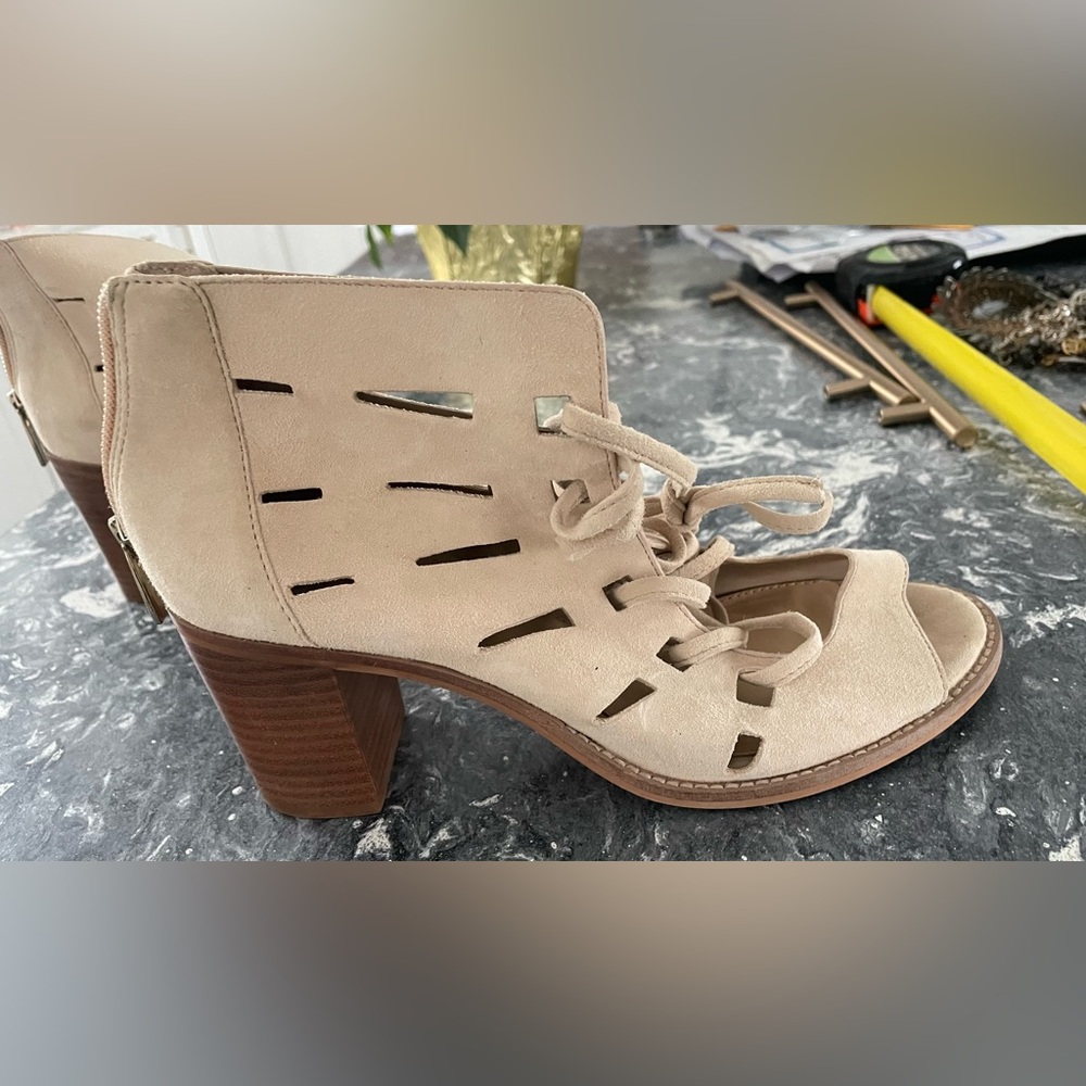 Vince Camuto Tressa 
Perforated Lace Up Sandals Block Heel